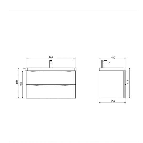 Oakland Wood Grain PVC Vanity White Oak 900*460*590mm - OW900WO - Image 4