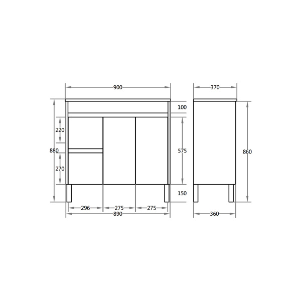 Evie Vanity - EV93LL-OAK-CT - Image 2