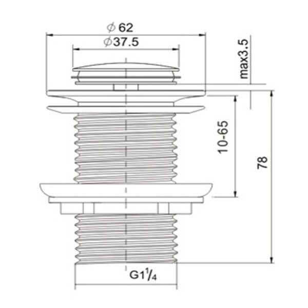 Basin Waste Pop Up 32mm no overflow Matte Black - PA32NF-B - Image 2