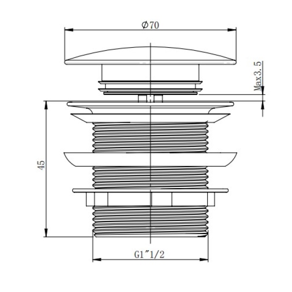 Bathtub Waste Solid Brass Chrome  - PB40NF - Image 2
