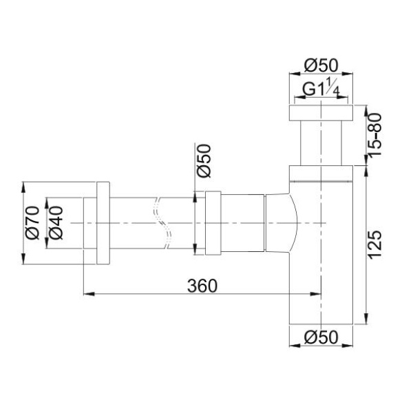 Brass 40mm bottle trap - PBT227-BG - Image 2