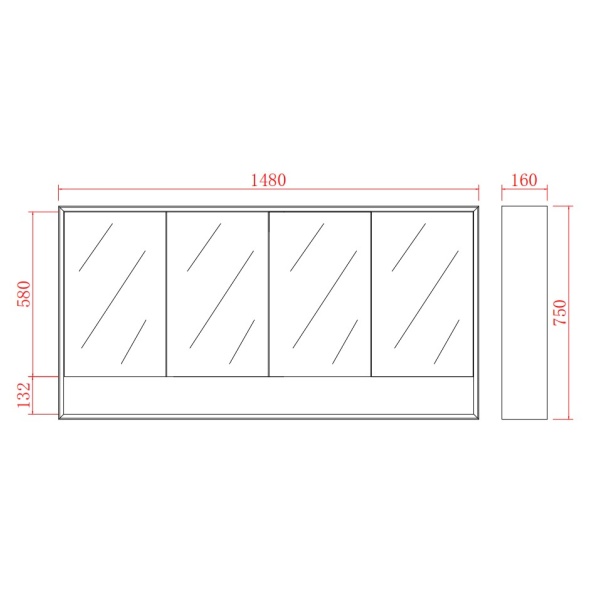 Petra Shaving Cabinets PE Shaving Cabinet Matte Black 1480*750*160mm - PESV1500 - Image 2