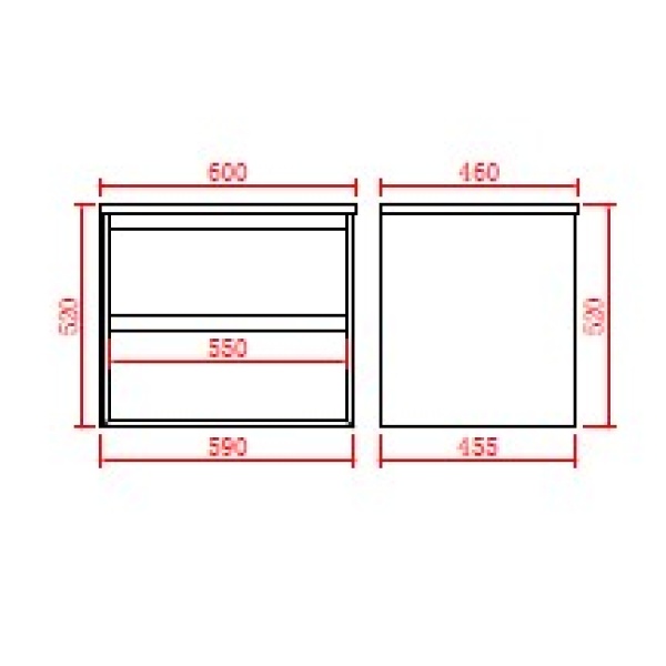 Petra PE Wall Hung Cabinet Only  600*460*520mm - PE600WH-CT - Image 4