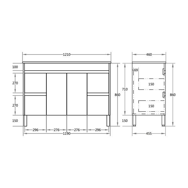 Evie Dark Brown   PVC Color Vanity 1200*460*860mm - EV124L-DB - Image 3