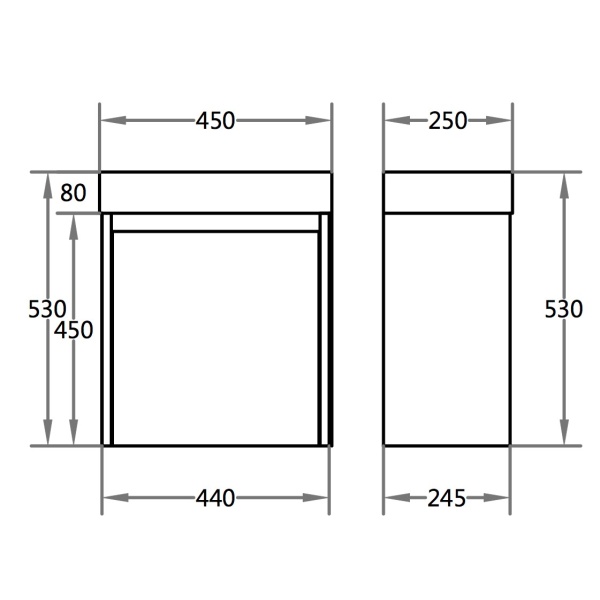 Mini Vanity with Top P42LWH-PT PVC Vanity  450*250*530mm - P42LWH-PT - Image 2