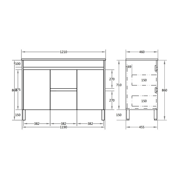 Evie Dark Brown   PVC Color Vanity 1200*460*860mm - EV124DL-DB - Image 3
