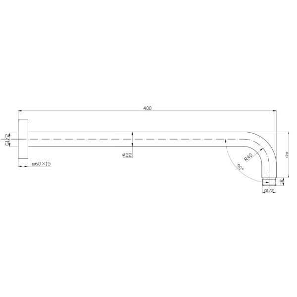 Shower Arm Shower Arm Chrome  - CH0108.SA - Image 2