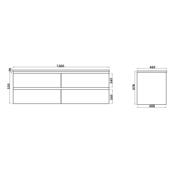 Wall Hung Berge PVC Filmed Color Vanity Matte White 1200L*460D*550H (mm) - Q1246D-MW - Image 5