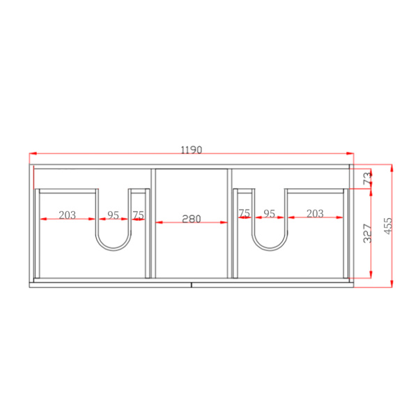 Wall Hung Berge PVC Filmed Color Vanity Matte White 1200L*460D*550H (mm) - Q1246D-MW - Image 6