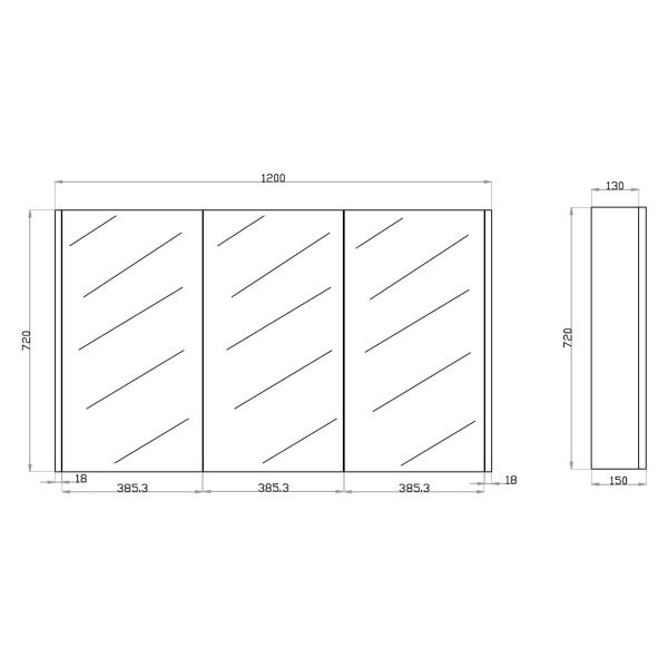 Qubist Shaving Cabinets - Wood Grain - MatteWhite-QSV1500MW - Image 3