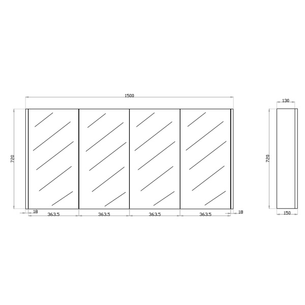 Qubist Shaving Cabinets - Wood Grain - DarkGrey-QSV600DG - Image 3