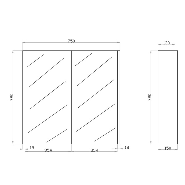 Qubist Shaving Cabinets - Wood Grain - MatteWhite-QSV900MW - Image 3