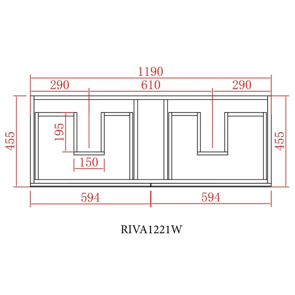Cabinet with Double Bowl - RIVA1221W-CT - Image 3