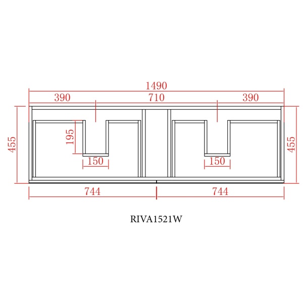 4 Drawers for  Double Bowl - RIVA1521W - Image 3