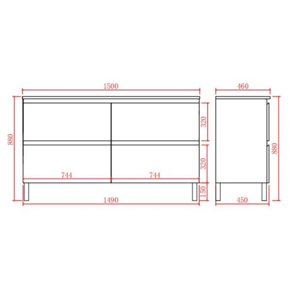 4 Drawers for Double Bowl - RIVA1550L - Image 2