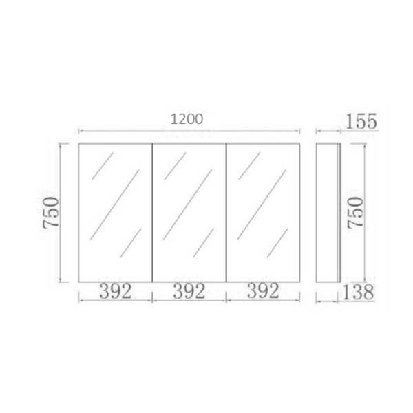 Evie Dark Brown Shaving Cabinet 1200*750*155mm - EVSC120-DB - Image 2