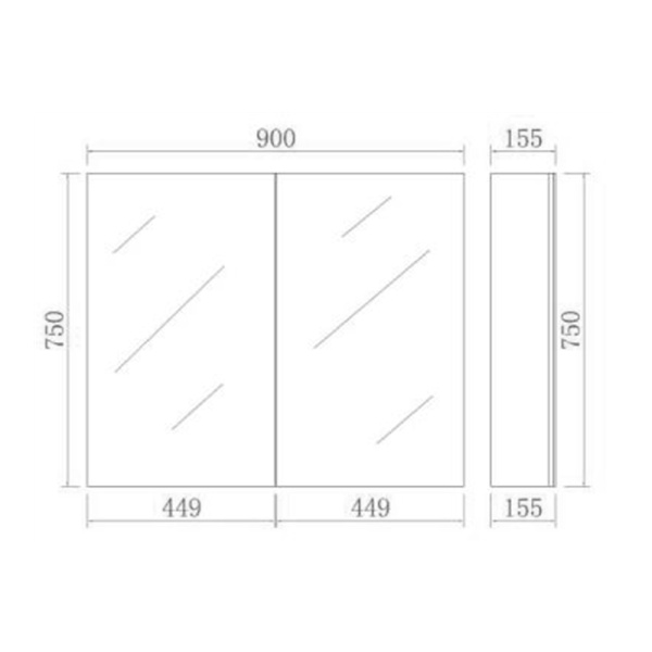 Evie Dark Brown Shaving Cabinet 900*750*155mm - EVSC90-DB - Image 2