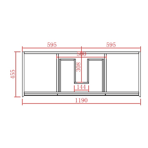 Petra Wall Hung PVC Vanities - PE Wall Hung Cabinet with Double Bowl Ceramic Top (PC1246D) - PE1200WH-DBC - Image 4