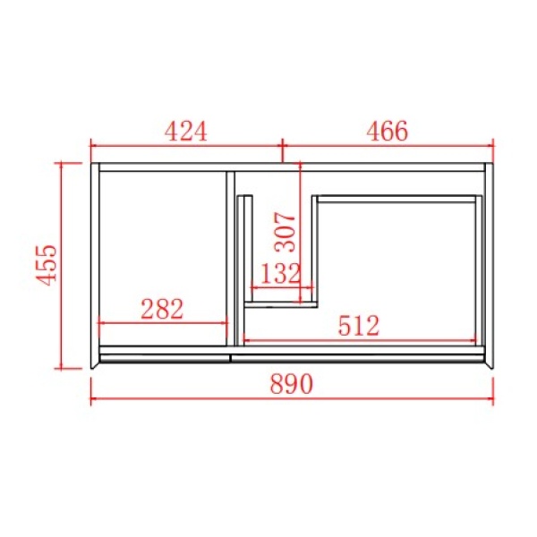 Petra PE Wall Hung Cabinet with Ceramic Top (PC9046) 900*460*520mm - PE900RWH-CT - Image 5