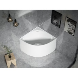 Bella Corner Bath Gloss White / Matte White  Back to Wall Bathtub 975*975*635mm - BL1000-GW