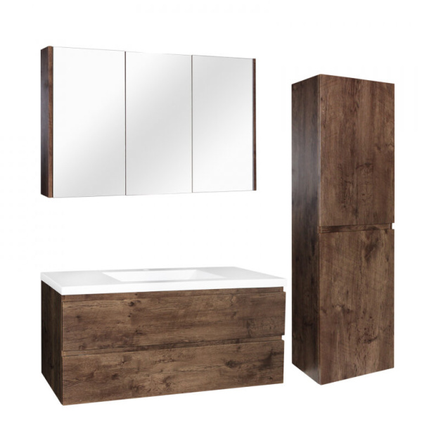 Wall Hung Berge PVC Filmed Color Vanity Dark Oak  Wood Grain 1200L*460D*550H (mm) - Q1246DO - Image 2