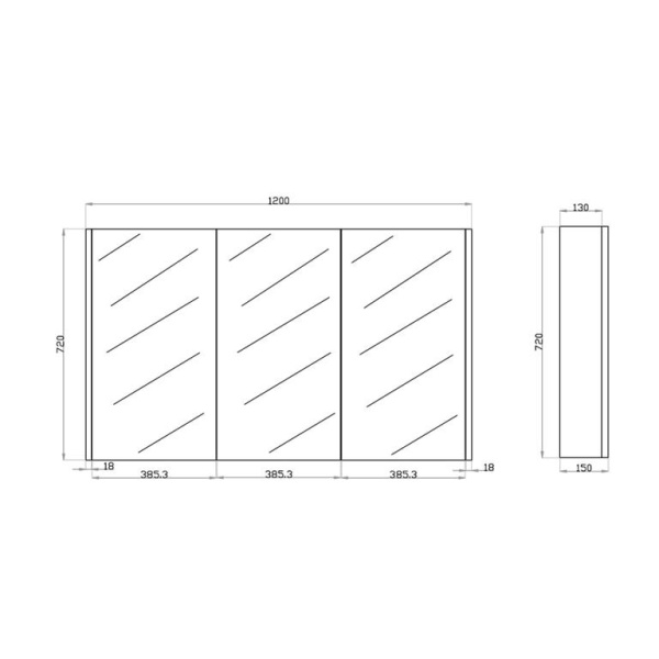 Qubist Shaving Cabinets - Wood Grain - DarkGrey-QSV1200DG - Image 2
