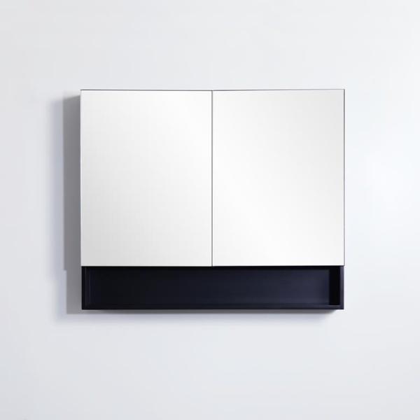 Fremantle Shaving Cabinet, Two Doors, 900*750*150mm, Matte Black - FMBSV900