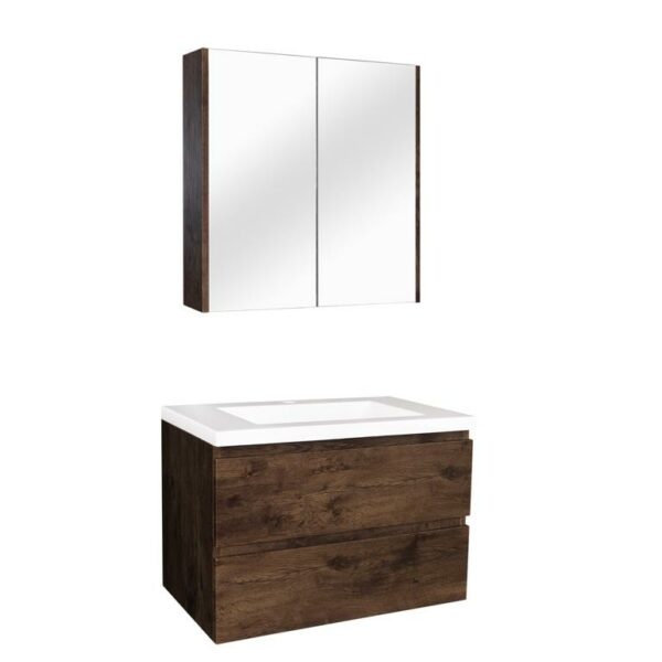 Wall Hung Berge PVC Filmed Color Vanity Dark Oak  Wood Grain 600L*460D*550H (mm) - Q6046DO - Image 2