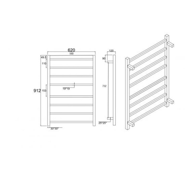 Electric Heated Towel Rack - CH08.S.HTR - PHTR08.S - Image 2