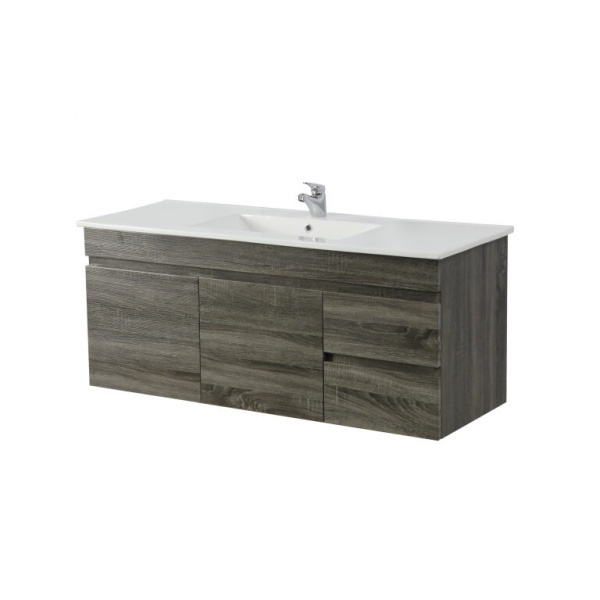 Wall Hung Berge PVC Filmed Color Vanity Dark Grey  Wood Grain 1190L*450D*500H (mm) - B124RW-DG - Image 2