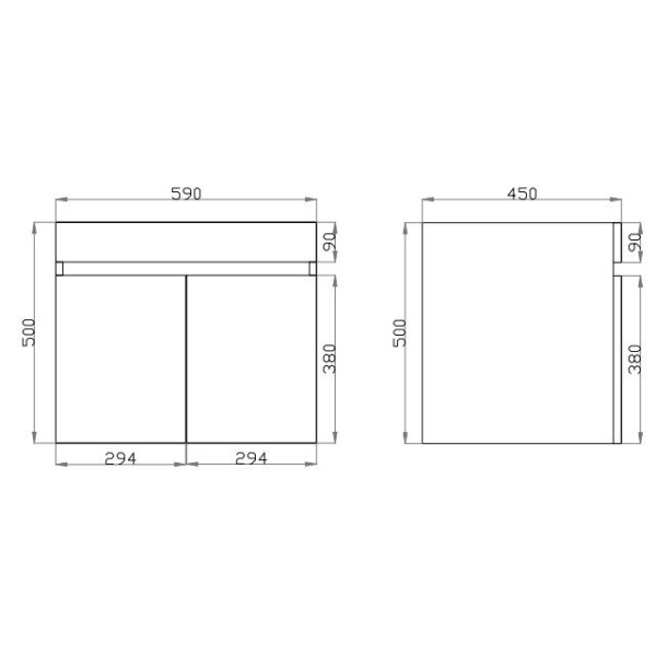 Wall Hung Berge PVC Filmed Color Vanity Matte White Wood Grain 590L*450D*500H (mm) - B64W-MW - Image 2