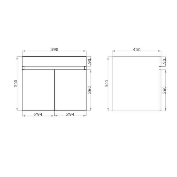 Wall Hung Berge PVC Filmed Color Vanity Dark Oak Wood Grain 590L*450D*500H (mm) - B64W-DO - Image 4