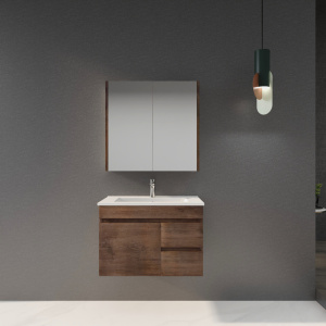 Wall Hung Berge PVC Filmed Color Vanity Dark Oak Wood Grain 740L*450D*500H (mm) - B74LW-DO