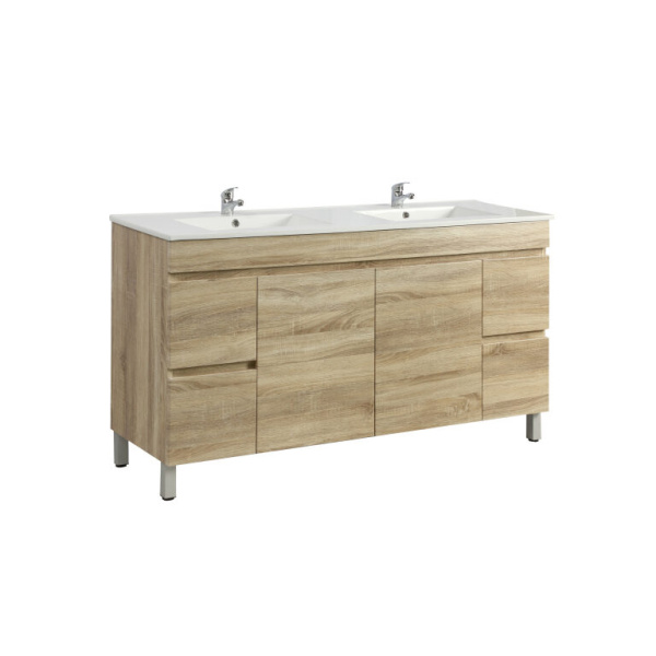 Freestanding  Berge PVC Filmed Color Vanity  White 1490L*450D*830H (mm) - B154L-WO - Image 2