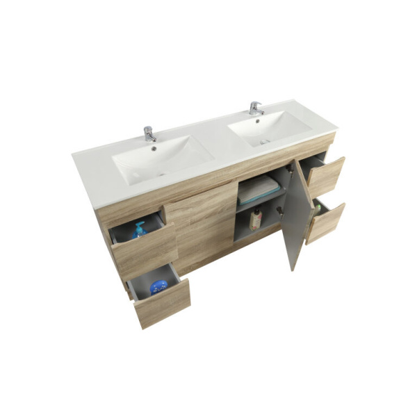 Freestanding  Berge PVC Filmed Color Vanity  White 1490L*450D*830H (mm) - B154L-WO - Image 3