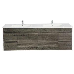 Wall Hung Berge PVC Filmed Color Vanity Dark Grey Wood Grain 1490L*450D*500H (mm) - B154W-DG