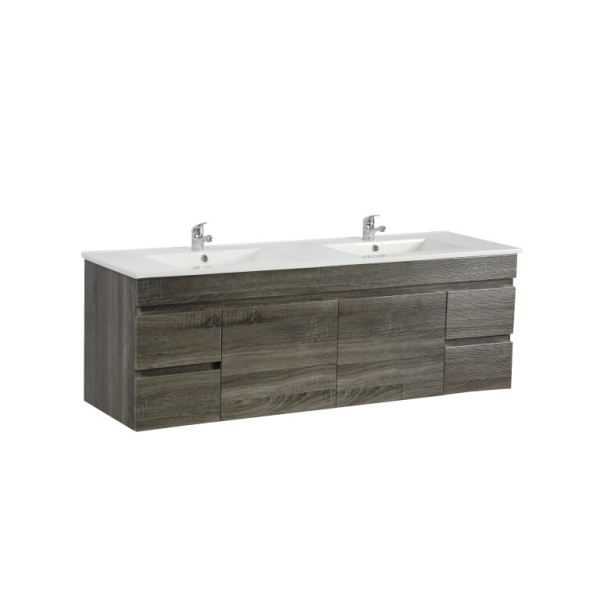 Wall Hung Berge PVC Filmed Color Vanity Dark Grey Wood Grain 1490L*450D*500H (mm) - B154W-DG - Image 2