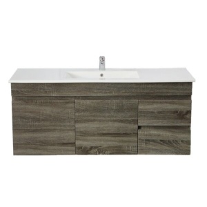 Wall Hung Berge PVC Filmed Color Vanity Dark Grey  Wood Grain 1190L*450D*500H (mm) - B124RW-DG