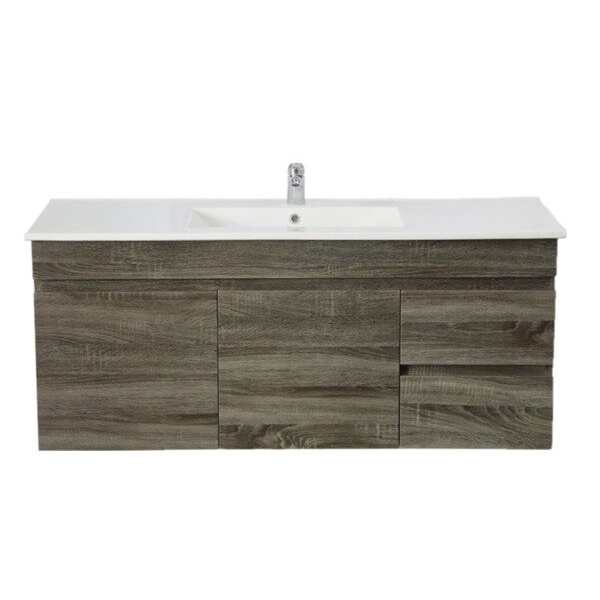 Wall Hung Berge PVC Filmed Color Vanity Dark Grey  Wood Grain 1190L*450D*500H (mm) - B124RW-DG