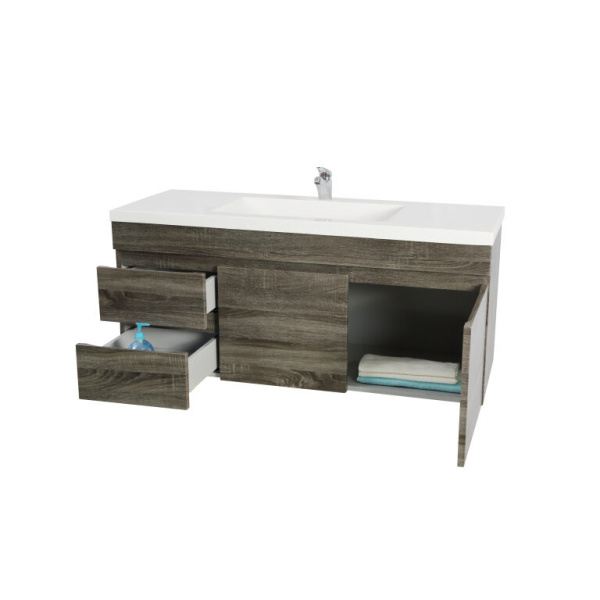 Wall Hung Berge PVC Filmed Color Vanity Dark Grey  Wood GraiC369:C399d 1190L*450D*500H (mm) - B124LW-DG - Image 2