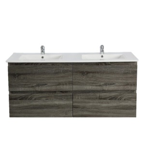 Wall Hung Berge PVC Filmed Color Vanity Dark Grey  Wood Grain 1200L*460D*550H (mm) - Q1246D-DG