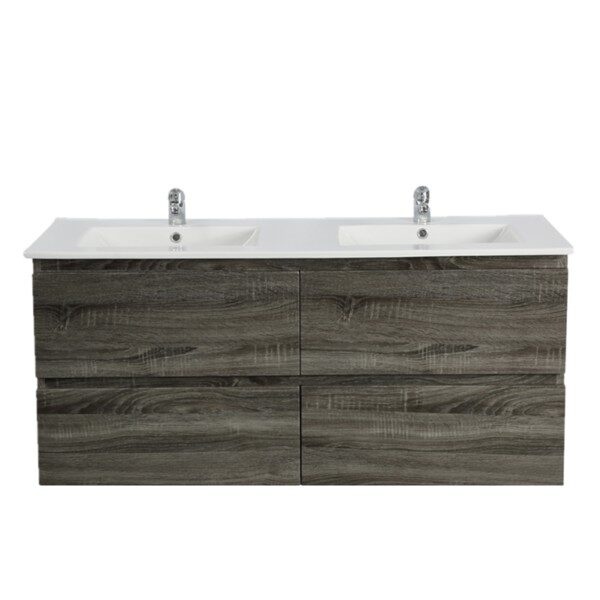 Wall Hung Berge PVC Filmed Color Vanity Dark Grey  Wood Grain 1200L*460D*550H (mm) - Q1246D-DG