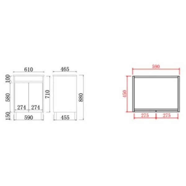 Built-in Kickboard Free Standing Vanity with Built-In Kickboard Concrete Grey 600*460*860mm - NC64KB - Image 2