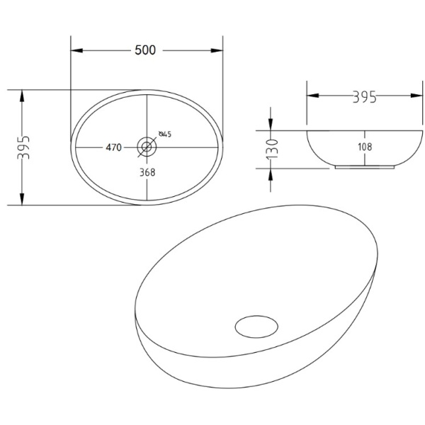 Carrara - Fine Ceramic Basin - PA5239MBM - Image 2