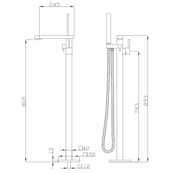 Freestanding Bath Mixer Freestanding Bath Mixer With Handheld Shower Matte Black  - OX0117.BS - Image 2
