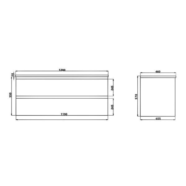 Wall Hung Berge PVC Filmed Color Vanity Dark Oak  Wood Grain 1200L*460D*550H (mm) - Q1246DO - Image 3