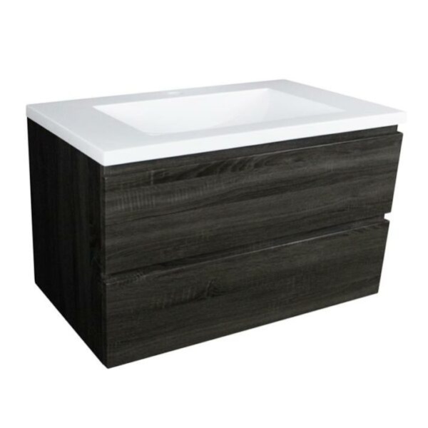 Wall Hung Berge PVC Filmed Color Vanity Dark Grey Wood Grain 1200L*460D*550H (mm) - Q1246DG - Image 3