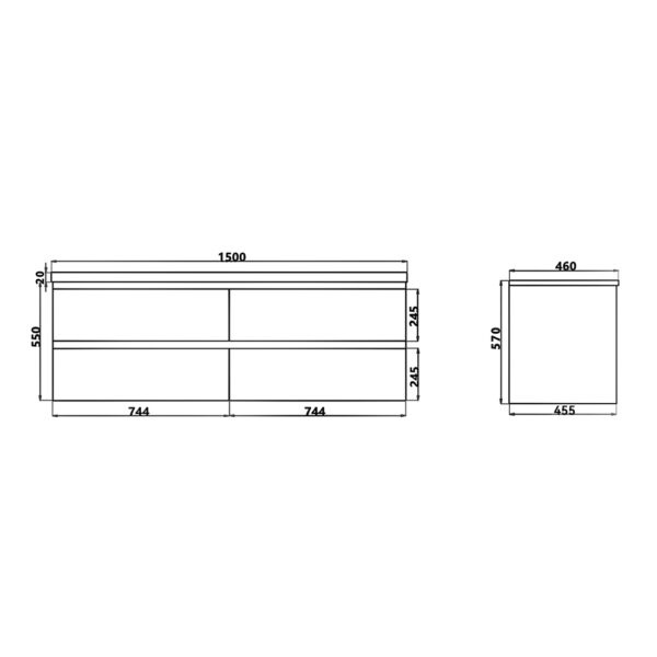 Wall Hung Berge PVC Filmed Color Vanity Matte White 1500L*460D*500H (mm) - Q1546MW - Image 6
