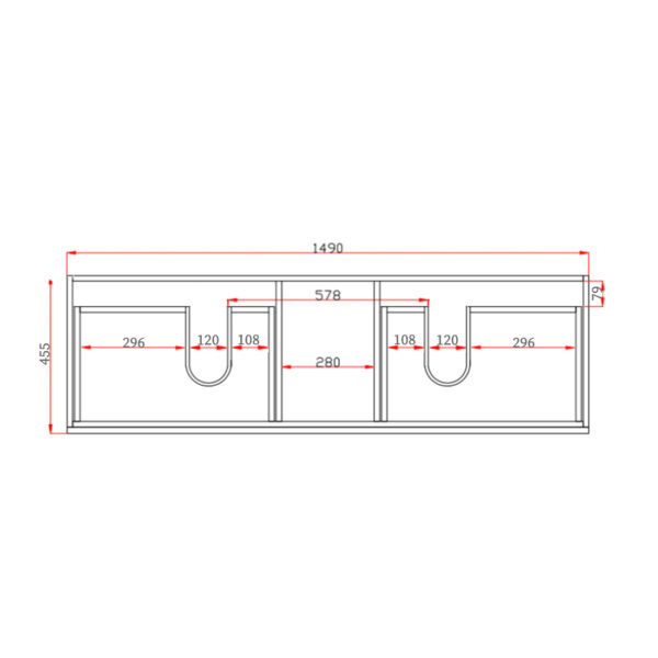 Wall Hung Berge PVC Filmed Color Vanity Matte White 1500L*460D*500H (mm) - Q1546MW - Image 4