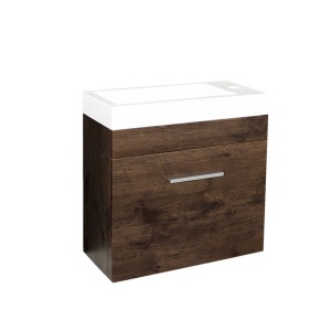 Mini Vanity   Dark Oak Wood Grain PVC Vacuum Filmed MDF Board with Ceramic Top 500L*250D*520H (mm) - Q5025DO-CTL